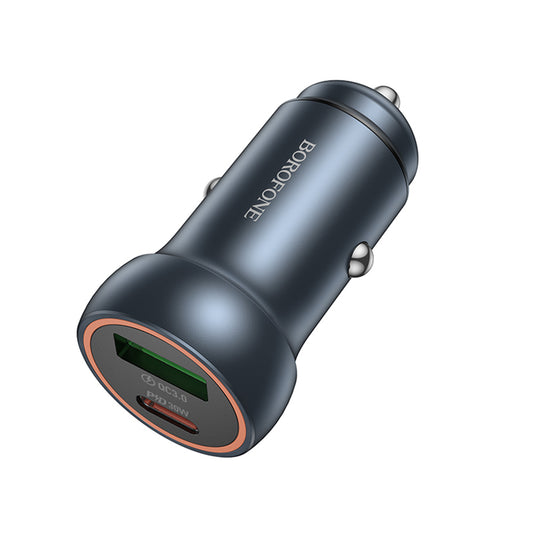 Ładowarka samochodowa Borofone BZ32A Fresh, 30W, 3A, 1 x USB-A - 1 x USB-C, Szara