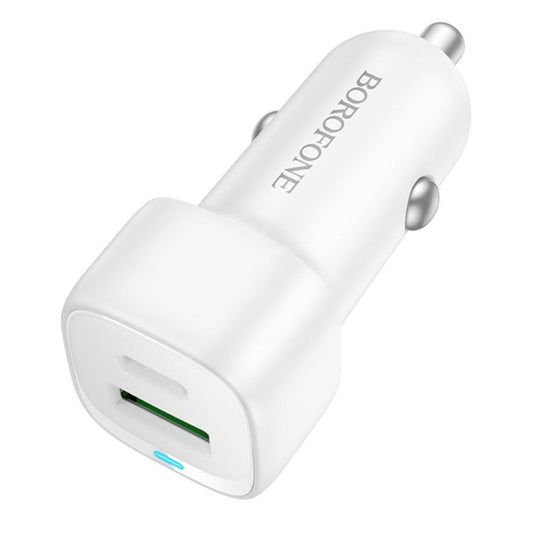 Ładowarka samochodowa Borofone BZ34B Cloud, 20W, 3A, 1 x USB-A - 1 x USB-C, Biała