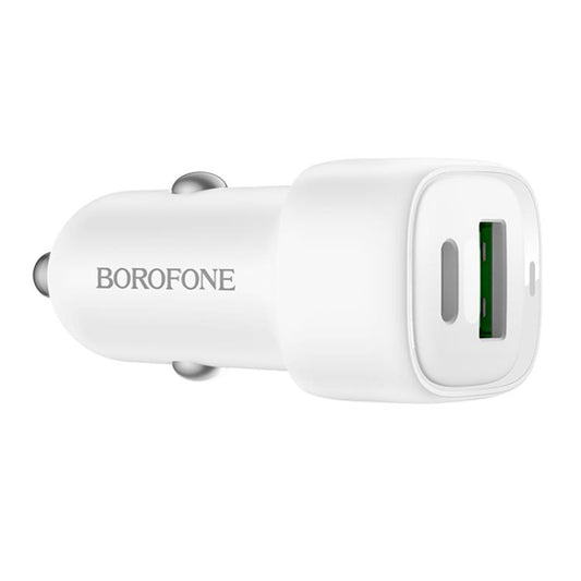 Ładowarka samochodowa Borofone BZ34B Cloud, 20W, 3A, 1 x USB-A - 1 x USB-C, Biała