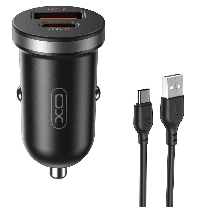 Ładowarka samochodowa z kablem USB-C XO Design CC56, 30W, 3A, 1 x USB-A - 1 x USB-C, Czarny
