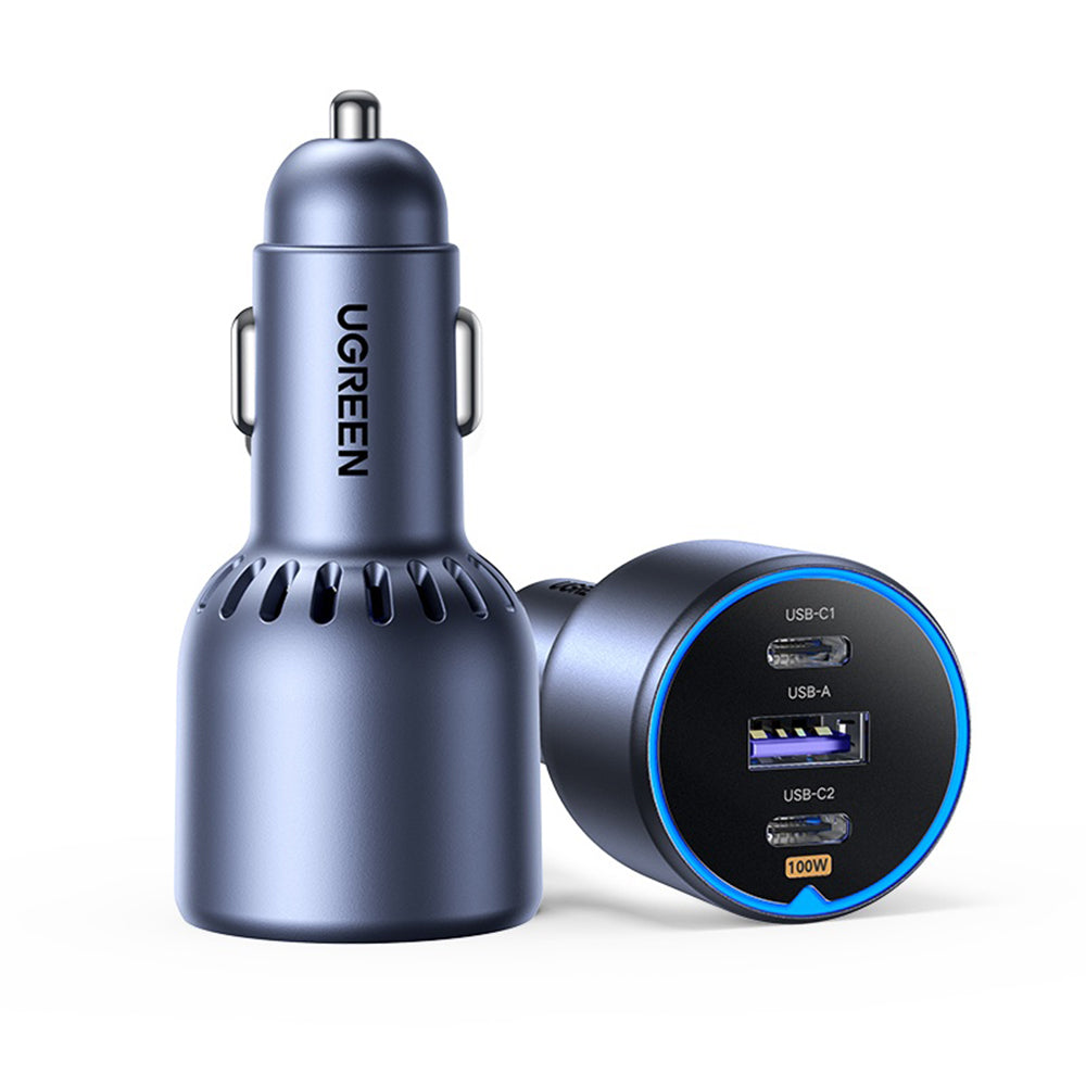 Ładowarka samochodowa z kablem USB-C UGREEN EC705, 130W, 5A, 1 x USB-A - 2 x USB-C, Szara