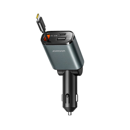 Ładowarka samochodowa z kablem USB-C Joyroom JR-CCL07, 30W, 3A, 1 x USB-A - 1 x USB-C, Szara