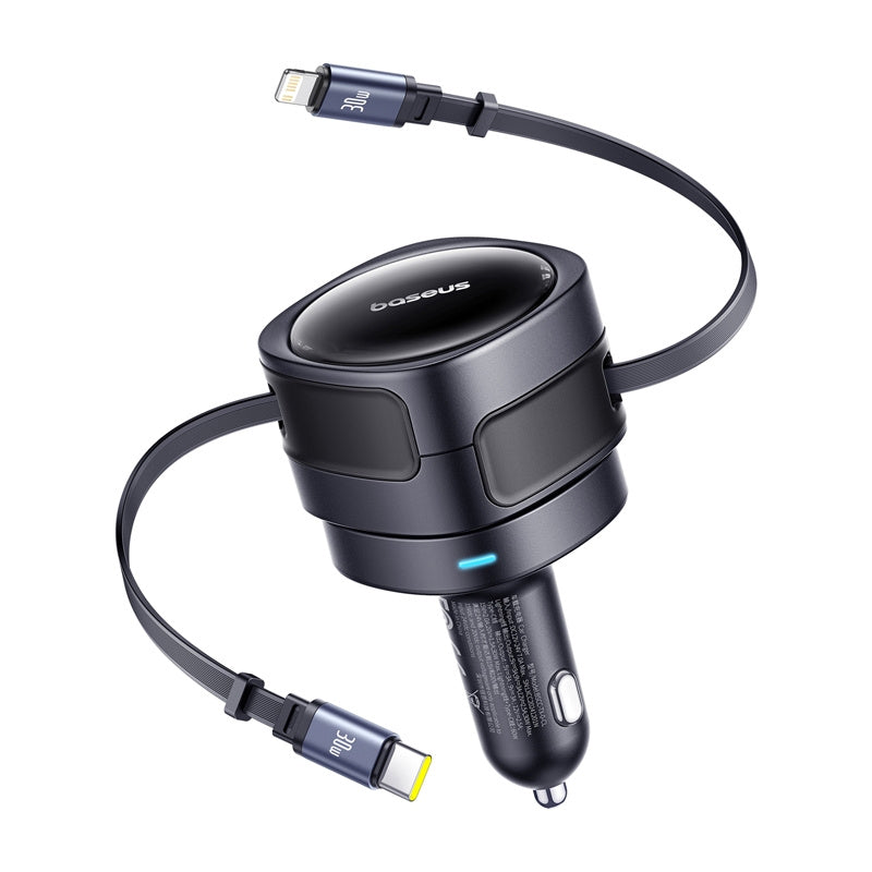 Ładowarka samochodowa z kablem USB-C / Lightning Baseus Enjoyment Max, 60W, 3A, Czarna C00035507121-00