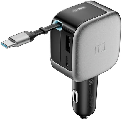 Car Charger With USB-C Cable Cuktech CC903P Display, 100W, 5A, 1 x USB-A - 1 x USB-C, Gray