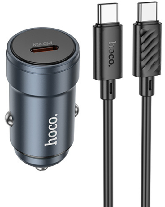 Ładowarka samochodowa z kablem USB-C HOCO Z57, 30W, 3A, 1 x USB-C, szara
