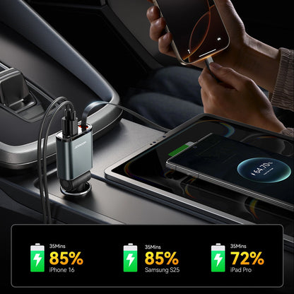 Ładowarka samochodowa z kablem USB-C Joyroom JR-CCL07, 30W, 3A, 1 x USB-A - 1 x USB-C, Szara