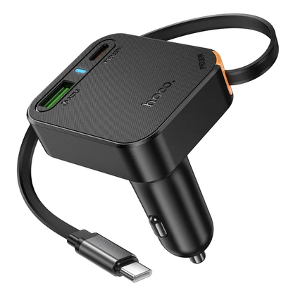 Ładowarka samochodowa z kablem USB-C HOCO NZ18, 65W, 3A, 1 x USB-A - 1 x USB-C, Czarna