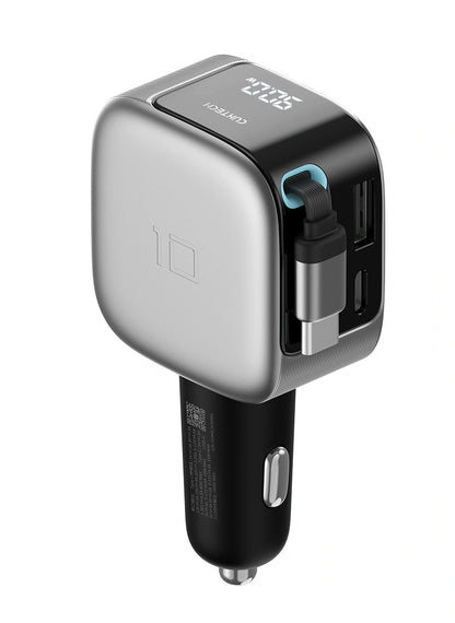 Car Charger With USB-C Cable Cuktech CC903P Display, 100W, 5A, 1 x USB-A - 1 x USB-C, Gray