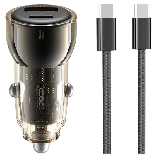 Ładowarka samochodowa z kablem USB-C XO Design CC60, 60W, 3A, 1 x USB-A - 1 x USB-C, Czarna