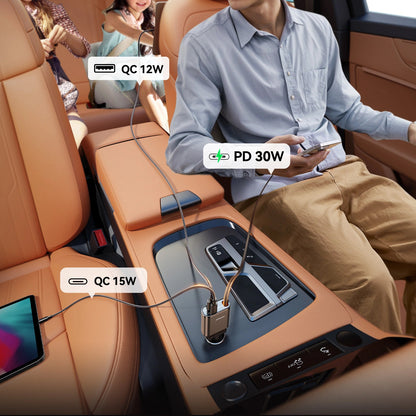 Ładowarka samochodowa z kablem USB-C Joyroom JR-CCL07, 30W, 3A, 1 x USB-A - 1 x USB-C, Szara