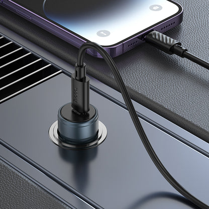 Ładowarka samochodowa z kablem Lightning HOCO Z57, 30W, 3A, 1 x USB-C, Szara