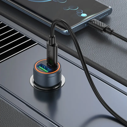 Ładowarka samochodowa z kablem USB-C HOCO Z57A, 30W, 3A, 1 x USB-A - 1 x USB-C, Szara