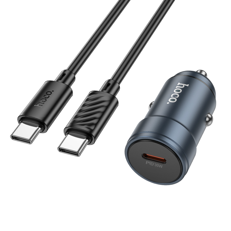 Car Charger With USB-C Cable HOCO Z57, 30W, 3A, 1 x USB-C, Gray