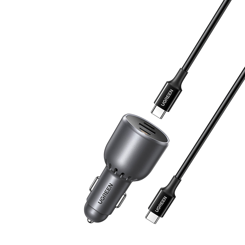 Ładowarka samochodowa z kablem USB-C UGREEN EC705, 130W, 5A, 1 x USB-A - 2 x USB-C, Szara