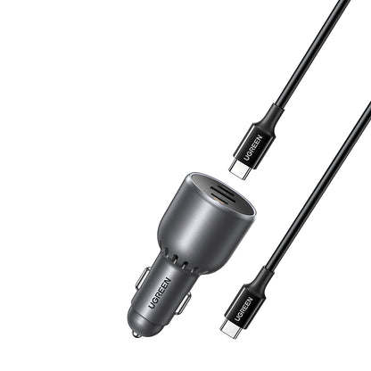 Ładowarka samochodowa z kablem USB-C UGREEN EC705, 130W, 5A, 1 x USB-A - 2 x USB-C, Szara