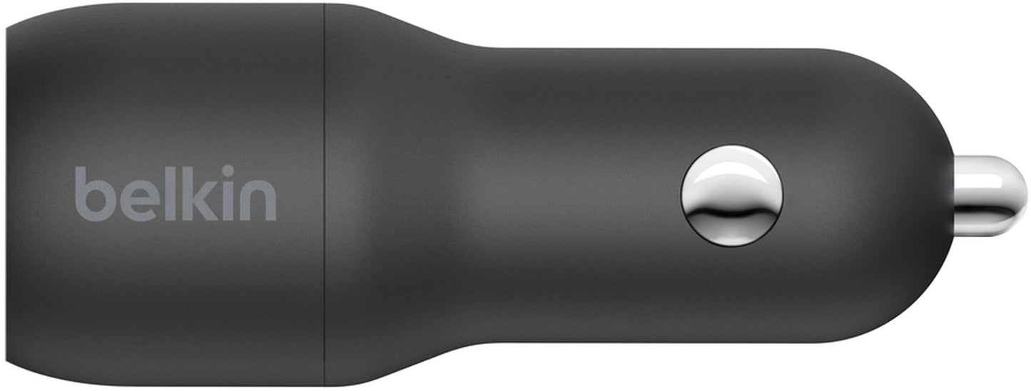 Belkin BoostCharge Dual Lightning Cable Car Charger, 24W, 2.4A, 2 x USB-A, Black CCD001bt1MBK