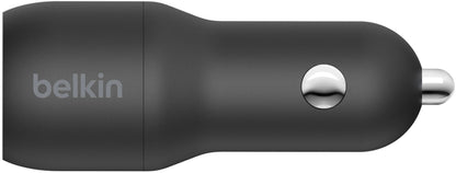 Ładowarka samochodowa z kablem USB-C Belkin BoostCharge Dual, 24W, 2.4A, 2 x USB-A, czarna CCE001bt1MBK