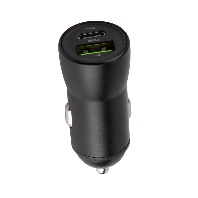 Ładowarka samochodowa z kablem Lightning MaXlife MXCC-04, 20W, 3A, 1 x USB-A - 1 x USB-C, Czarna
