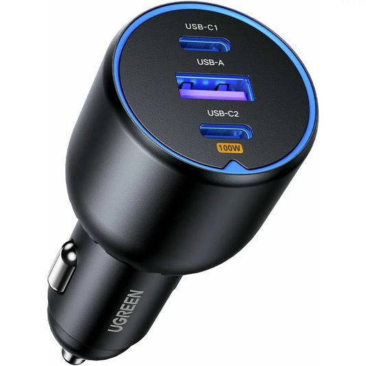 Ładowarka samochodowa z kablem USB-C UGREEN CD293, 130W, 5A, 1 x USB-A - 2 x USB-C, czarna