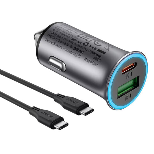 Ładowarka samochodowa z kablem USB-C Acefast B16, 95W, 3.25A, 1 x USB-A - 1 x USB-C, Szara