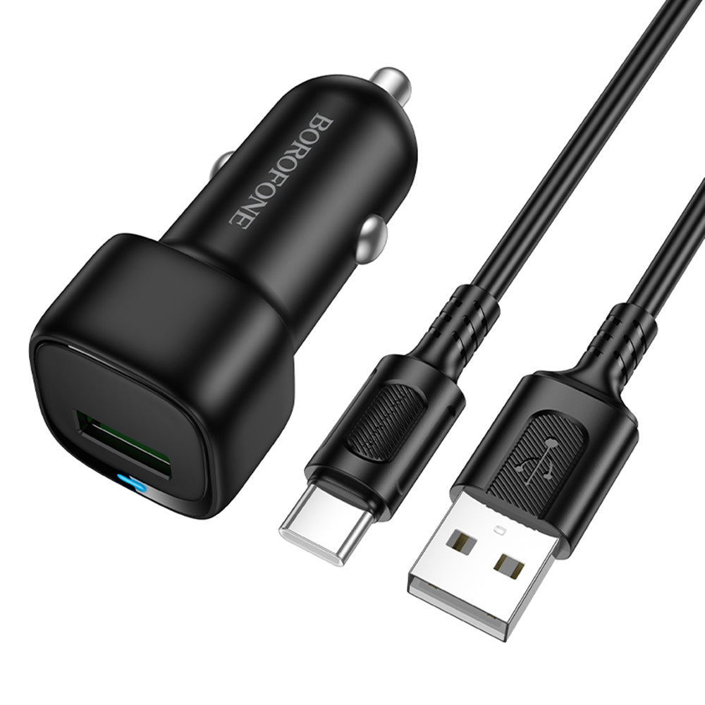 Ładowarka samochodowa z kablem USB-C Borofone BZ34 Cloud, 18W, 3A, 1 x USB-A, Czarna