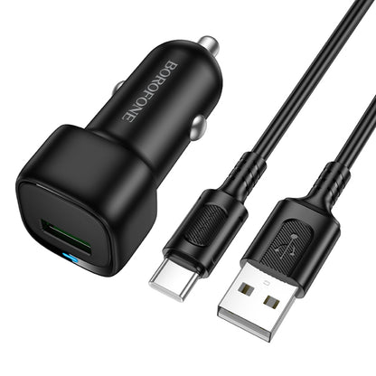 Ładowarka samochodowa z kablem USB-C Borofone BZ34 Cloud, 18W, 3A, 1 x USB-A, Czarna