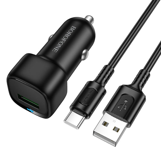 Ładowarka samochodowa z kablem USB-C Borofone BZ34 Cloud, 18W, 3A, 1 x USB-A, Czarna