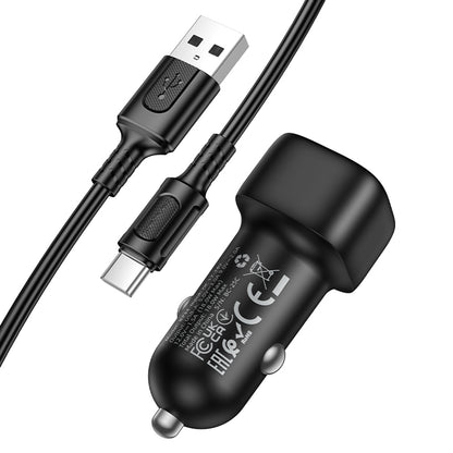 Ładowarka samochodowa z kablem USB-C Borofone BZ34 Cloud, 18W, 3A, 1 x USB-A, Czarna