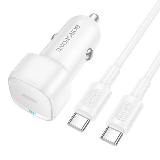 Ładowarka samochodowa z kablem USB-C Borofone BZ34A Cloud, 20W, 3A, 1 x USB-C, Biała
