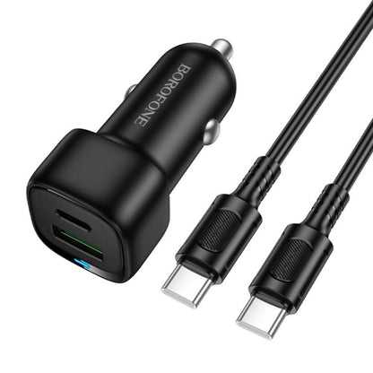 Ładowarka samochodowa z kablem USB-C Borofone BZ34B Cloud, 20W, 3A, 1 x USB-A - 1 x USB-C, Czarna