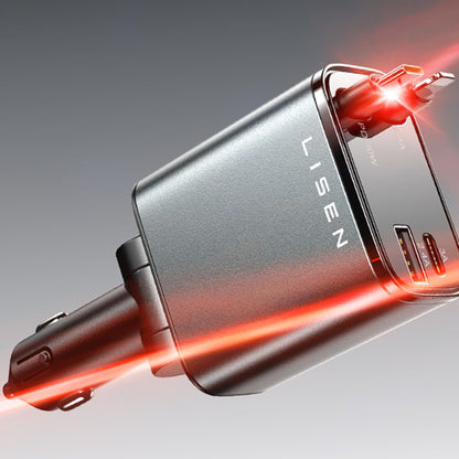 Ładowarka samochodowa z kablem USB-C / Lightning Lisen, 69W, 3A, 1 x USB-A - 1 x USB-C, Czarna YL0224040031