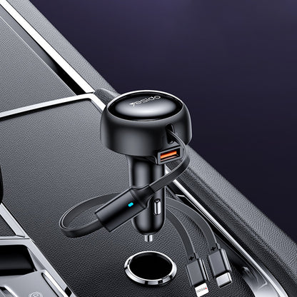 Ładowarka samochodowa z kablem USB-C / Lightning Yesido Y61, 53W, 3A, 1 x USB-A, Czarna