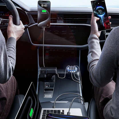 Ładowarka samochodowa z kablem USB-C Lisen, 101W, 3.25A, 1 x USB-A - 3 x USB-C, Czarna YL0223120021