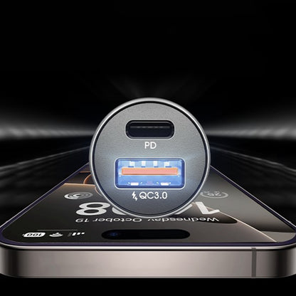 Ładowarka samochodowa z kablem USB-C Lisen, 51W, 3A, 1 x USB-A - 1 x USB-C, Granatowy Czarny YL0223080047