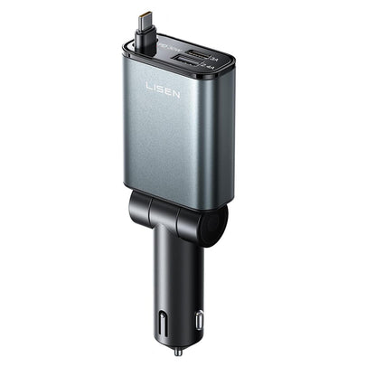 Ładowarka samochodowa z kablem USB-C Lisen, 57W, 3A, 1 x USB-A - 1 x USB-C, Czarna YL0325010016