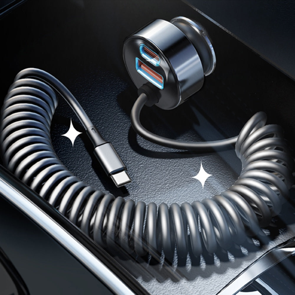 Ładowarka samochodowa z kablem USB-C Lisen, 90W, 3A, 1 x USB-A - 1 x USB-C, Czarna YL0223120020