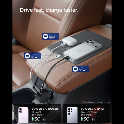 Ładowarka samochodowa z kablem USB-C Spigen EV603BT Essential, 60W, 3A, 1 x USB-A - 1 x USB-C, Czarna