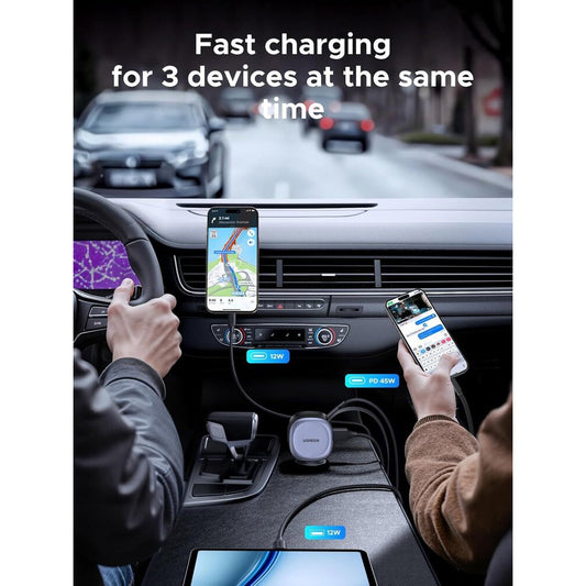 Ładowarka samochodowa z kablem USB-C UGREEN EC601, 75W, 3A, 1 x USB-A - 1 x USB-C, Szara