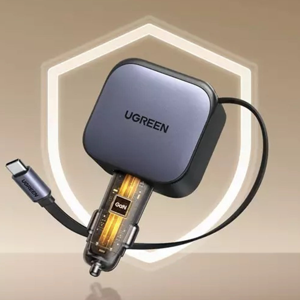 Ładowarka samochodowa z kablem USB-C UGREEN EC603, 90W, 3A, 1 x USB-A - 1 x USB-C, Szara