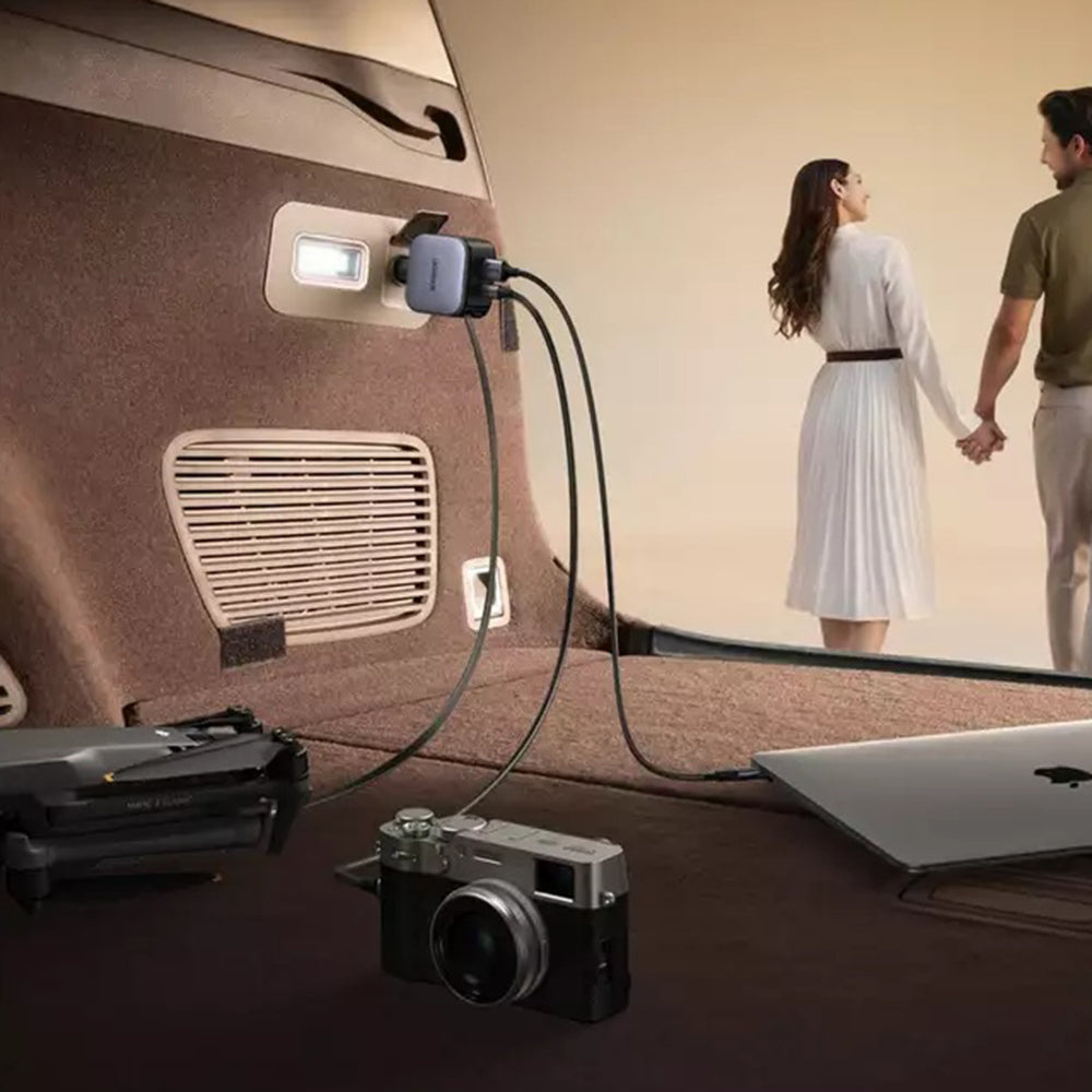 Ładowarka samochodowa z kablem USB-C UGREEN EC603, 90W, 3A, 1 x USB-A - 1 x USB-C, Szara