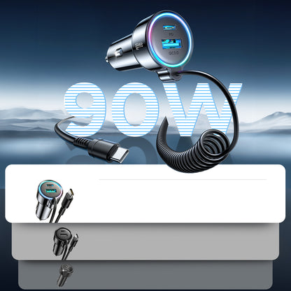 Ładowarka samochodowa z kablem USB-C Joyroom JR-CL07, 72W, 3A, 1 x USB-A - 1 x USB-C, Czarna