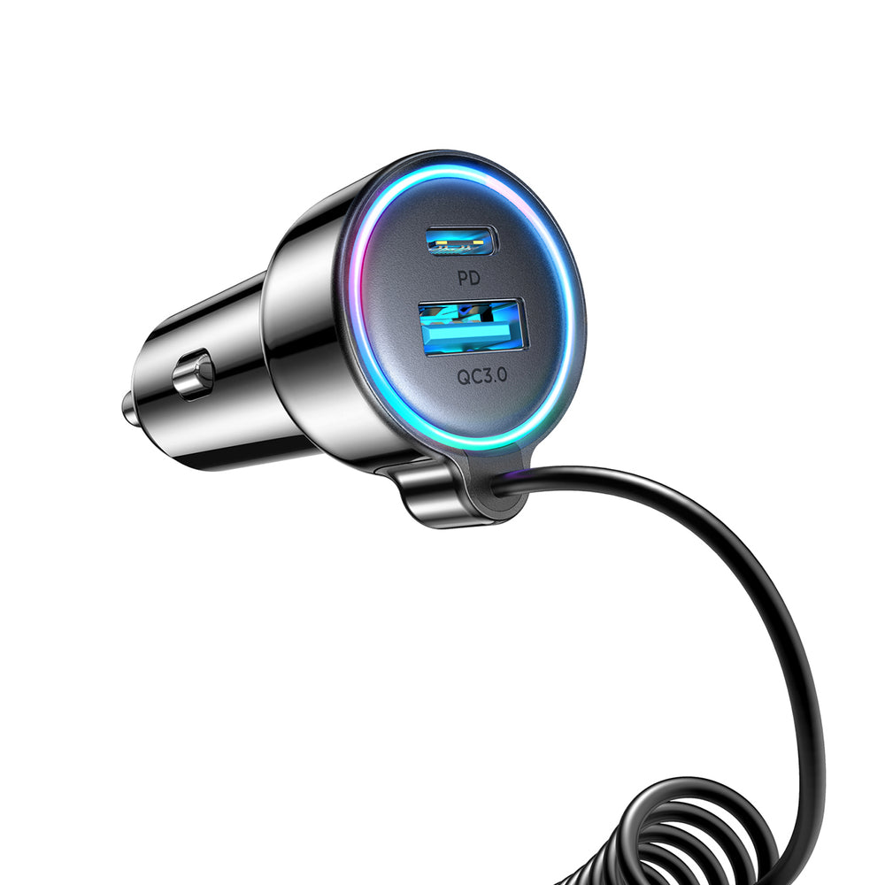 Ładowarka samochodowa z kablem USB-C Joyroom JR-CL07, 90W, 3A, 1 x USB-A - 1 x USB-C, Czarna