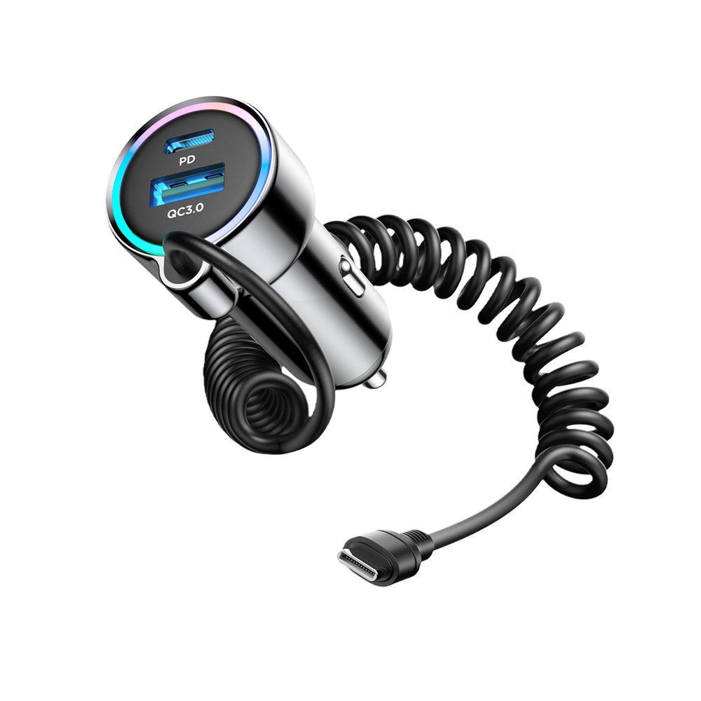 Ładowarka samochodowa z kablem USB-C Joyroom JR-CL07, 90W, 3A, 1 x USB-A - 1 x USB-C, Czarna