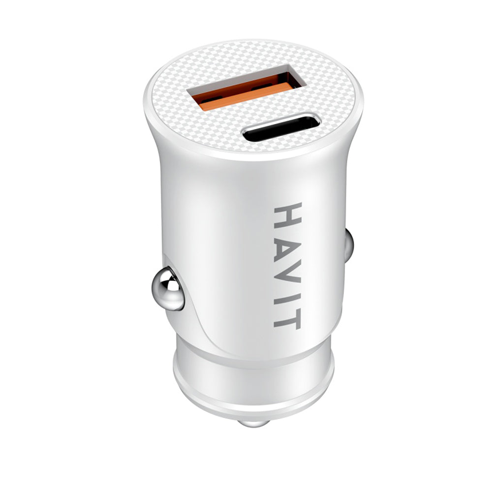 Ładowarka samochodowa HAVIT CC2022, 20W, 3A, 1 x USB-A - 1 x USB-C, Biała