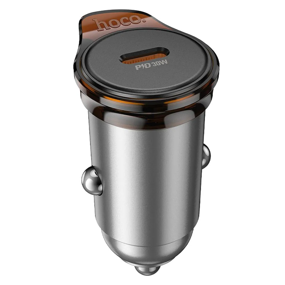 Ładowarka samochodowa HOCO NZ16, 30W, 3A, 1 x USB-C, Szara