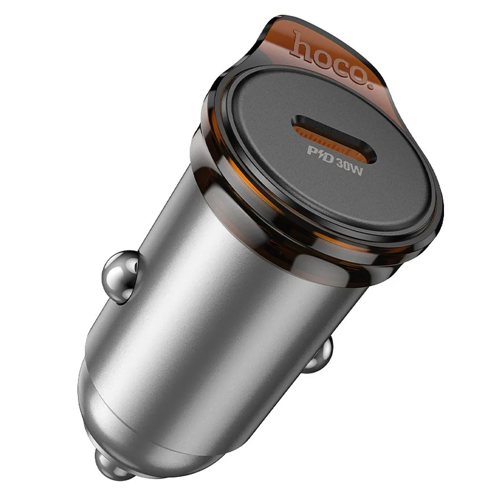 Ładowarka samochodowa HOCO NZ16, 30W, 3A, 1 x USB-C, Szara