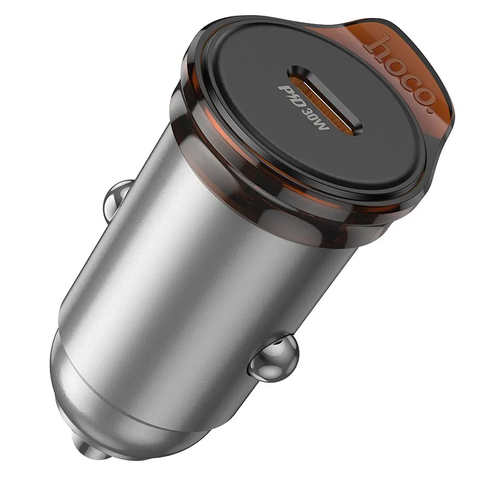 Ładowarka samochodowa HOCO NZ16, 30W, 3A, 1 x USB-C, Szara