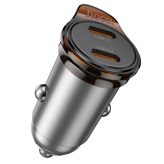 Ładowarka samochodowa HOCO NZ16B, 45W, 3A, 2 x USB-C, Szara