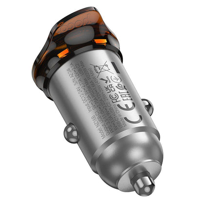 Ładowarka samochodowa HOCO NZ16B, 45W, 3A, 2 x USB-C, Szara