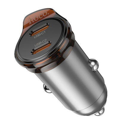 Ładowarka samochodowa HOCO NZ16B, 45W, 3A, 2 x USB-C, Szara